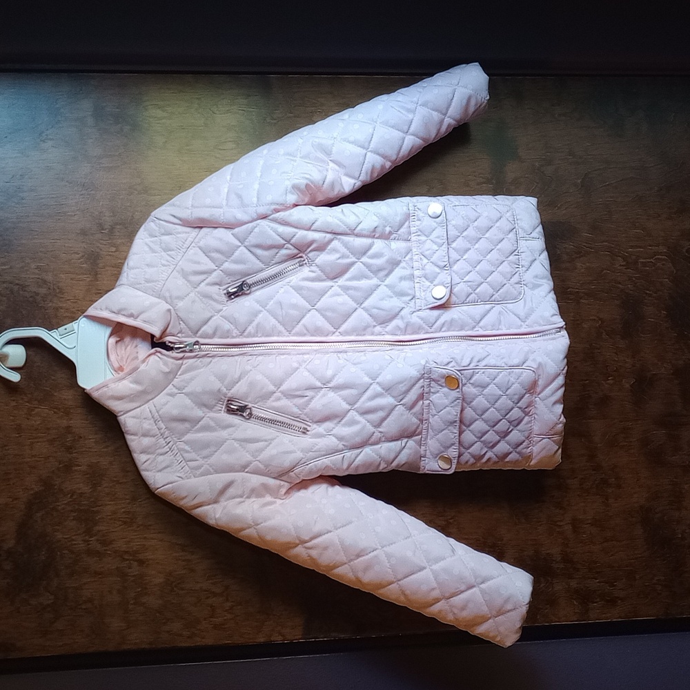 EUC Light Jacket Girls Peach w/ polka dots Size 4T